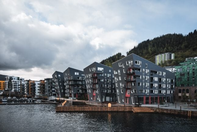 Pictured are apartment buildings in Bergen.