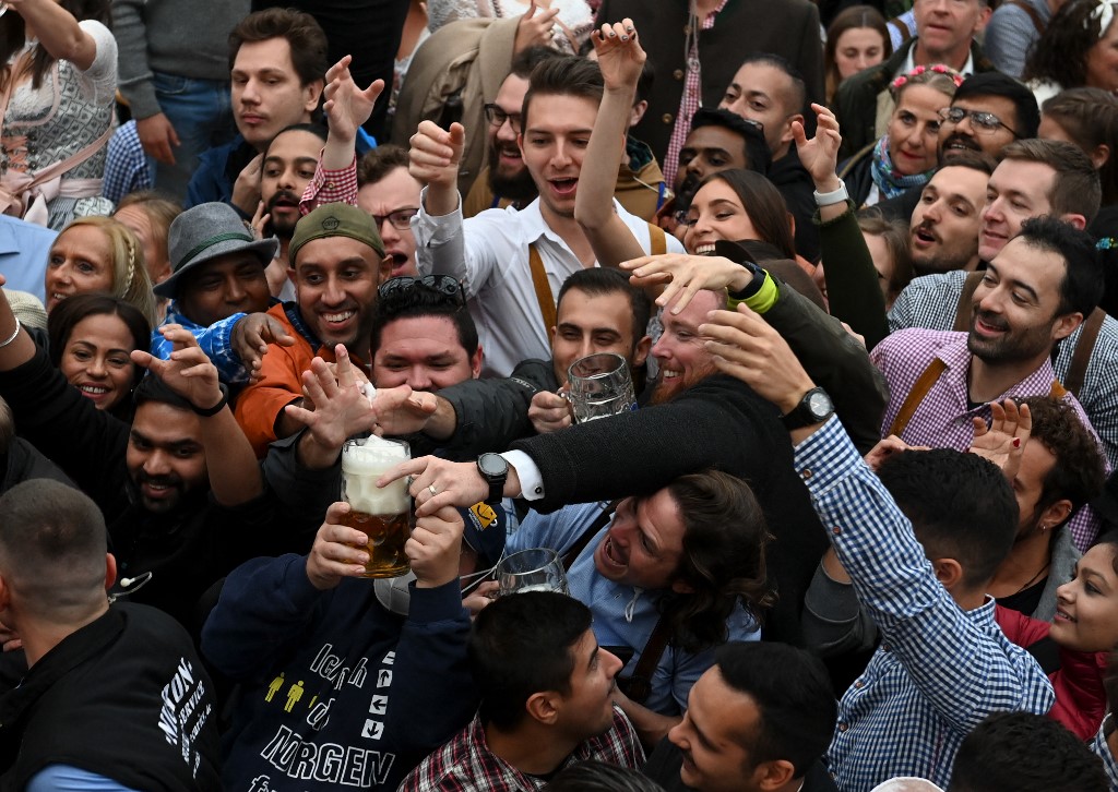 Visitors celebrate at Oktoberfest