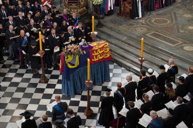 Norway's King Harald at the state funeral of Queen ElizabethII.
