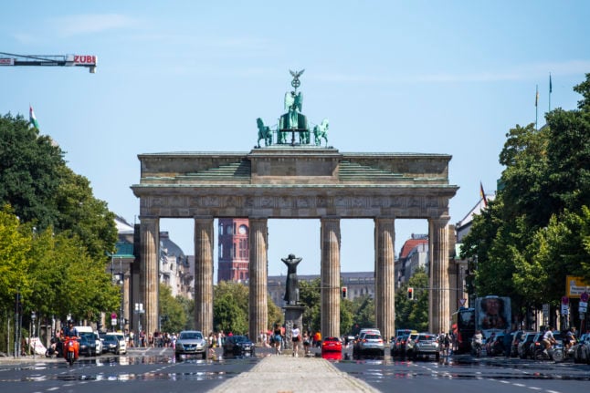 Berlin's Brandenburg Gate in summer. The capital will lower flags for Mikhail Gorbachev's weekend funeral.