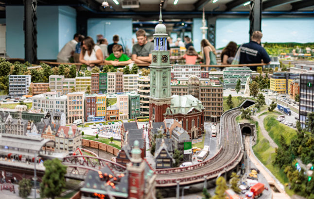 Visitors enjoy the Miniaturwunderland in Hamburg