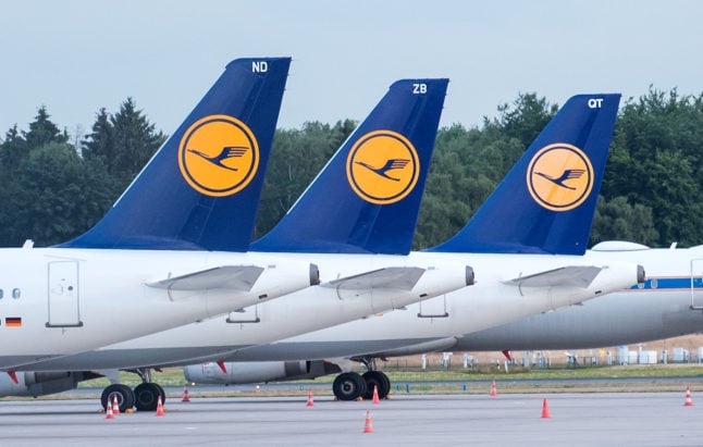 Lufthansa aircrafts in Hamburg.