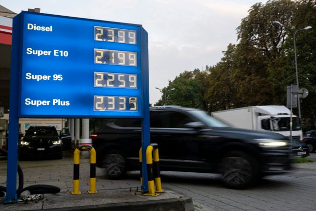 A car drives past the price board at a gas station in Munich on September 1st after the end of the fuel tax discount.