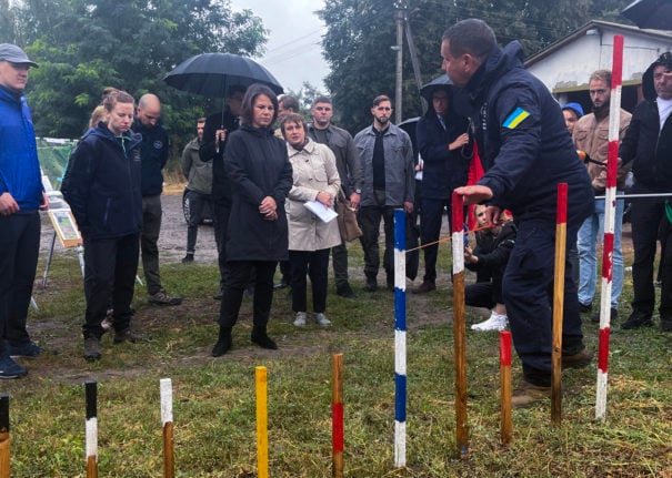 German Foreign Minister Annalena Baerbock (Greens) visits a German-funded demining project near Kyiv, Ukraine on September 9th.