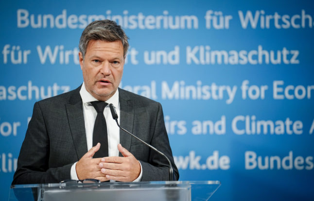 German Economy and Climate Minister Robert Habeck speaks in Berlin.