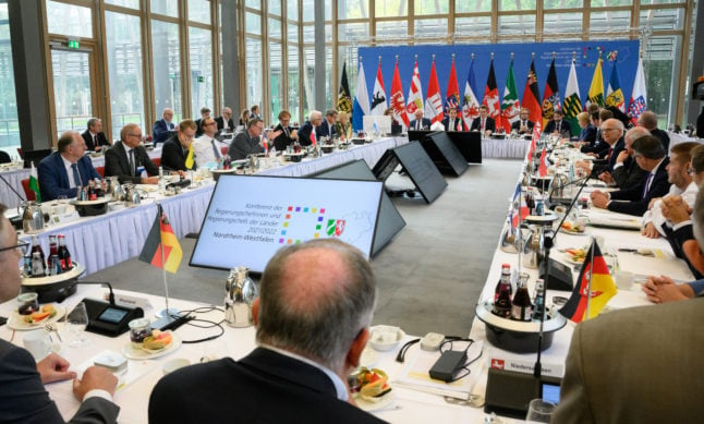 German state leaders attend the conference on Wednesday.