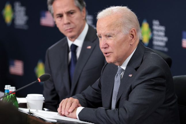 US President Joe Biden hosts the US-Pacific Island Country Summit with Secretary of State Antony Blinken (L) at the State Department in Washington, DC, on September 29, 2022.