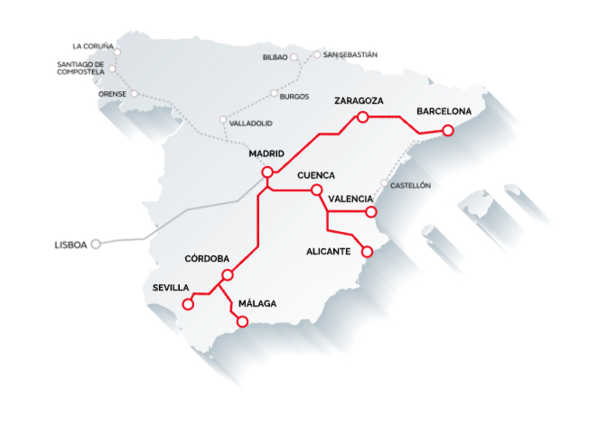 iryo map route spain