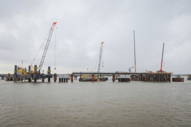 The construction site of the Uniper Liquefied Natural Gas (LNG) terminal in Wilhelmshaven
