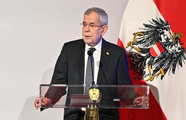 Austrian president van der bellen addresses a press conference