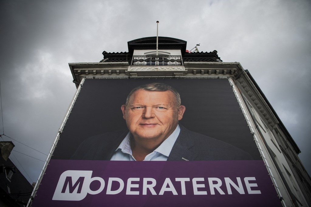 election campaign poster featuring the Chairman of the Moderates party Lars Loekke Rasmussen
