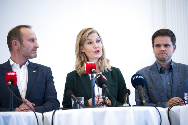Leader of Radikale Venstre party Sofie Carsten Nielsen at a press conference on 5th October 2022.