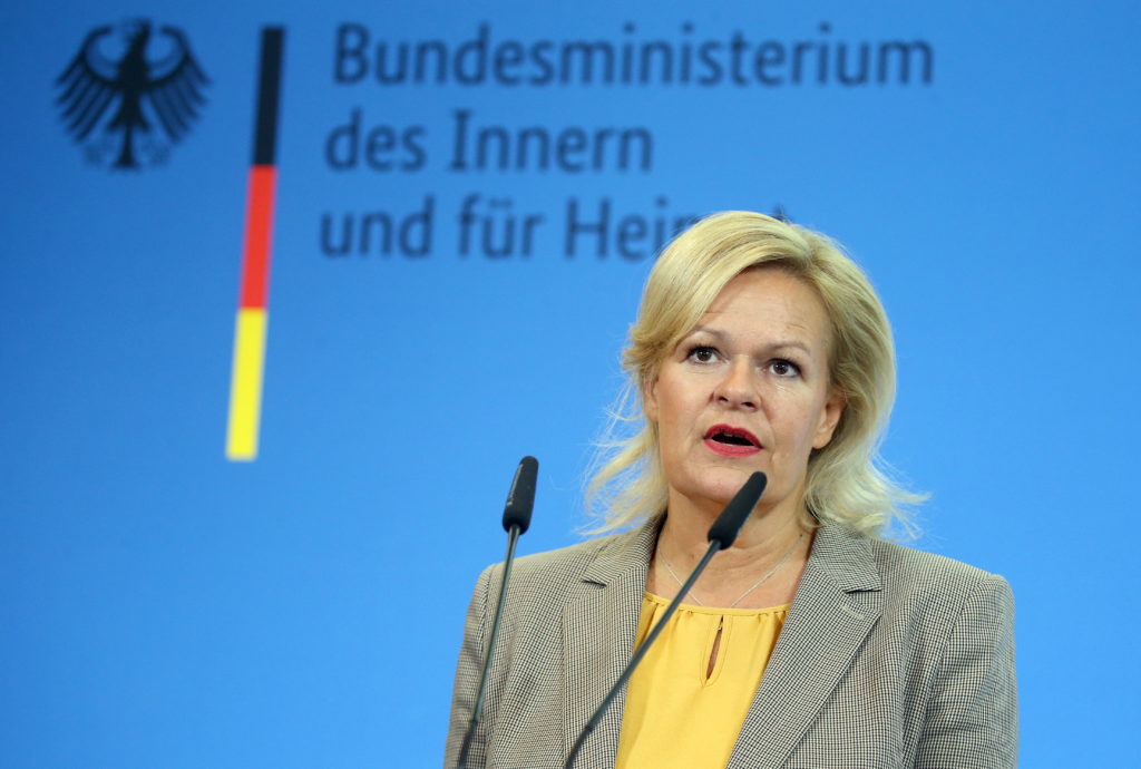 Interior Minister Nancy Faeser speaks at an event in September 2022.