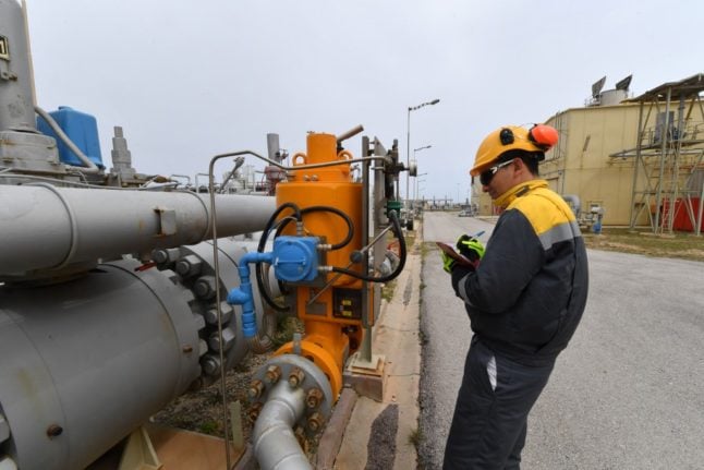 An employee works at the Tunisian Sergaz company, that controls the Tunisian segment of the Trans-Mediterranean (Transmed) pipeline, through which natural gas flows from Algeria to Italy.