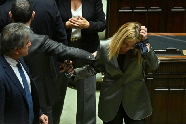 Giorgia Meloni in the Italian Senate.
