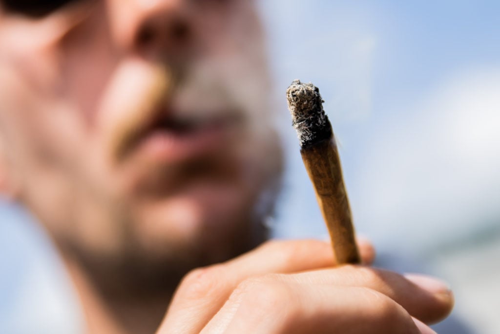 Man smoking cannabis