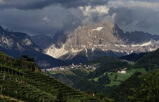 A view of the Dolomite mountains near Bolzano. 