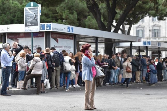 Bus station in Rome during a local strike.