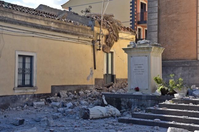 A statue destroyed by an earthquake in Pennisi, Sicily.