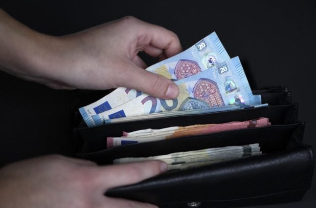 Euro banknotes in a wallet