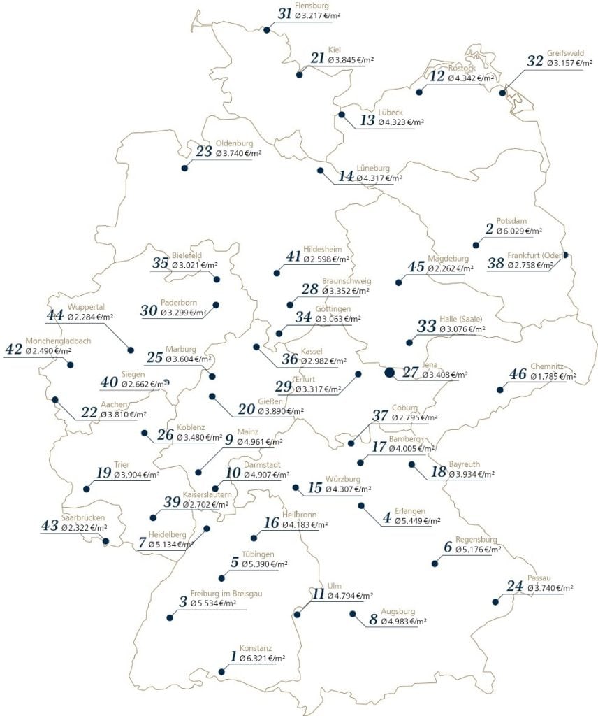 Map of university towns
