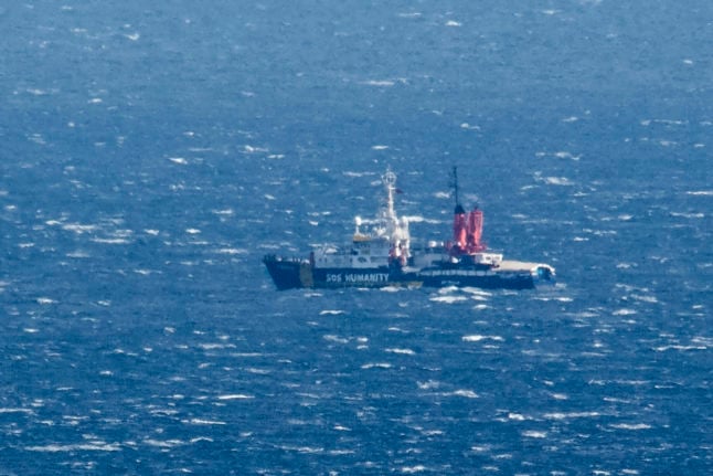 The SOS Humanity 1 rescue ship seen off sicily