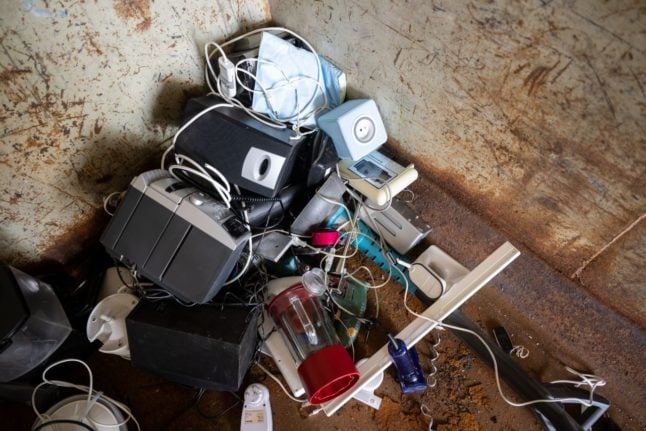 Old electronics at a recycling centre in Stuttgart