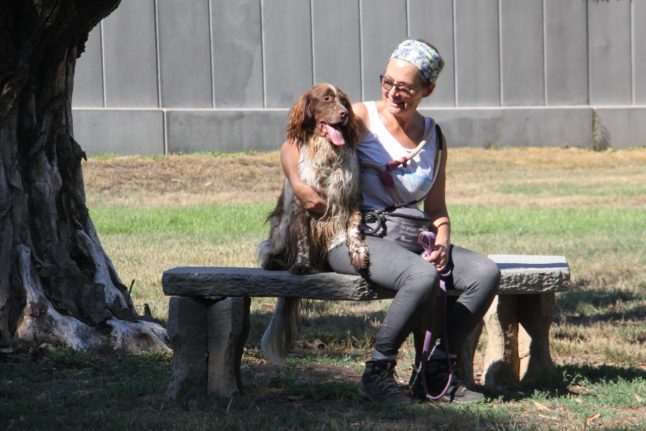 Yuri the dog with Salva la Zampa president and founder Corinna Epifania. 