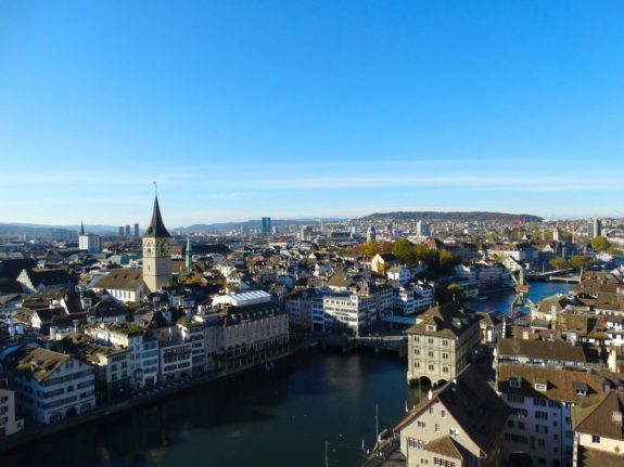 An aerial view of Zurich.