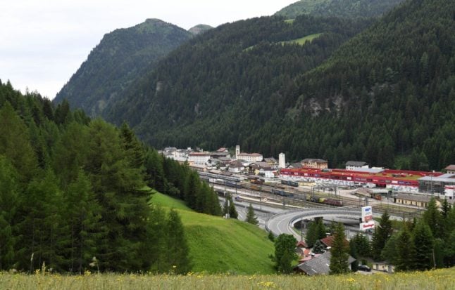 A picture taken on June 8, 2018 shows the train station at the Brenner Pass (Brennerpass), the mountain pass through the Alps between Austria and Italy. 