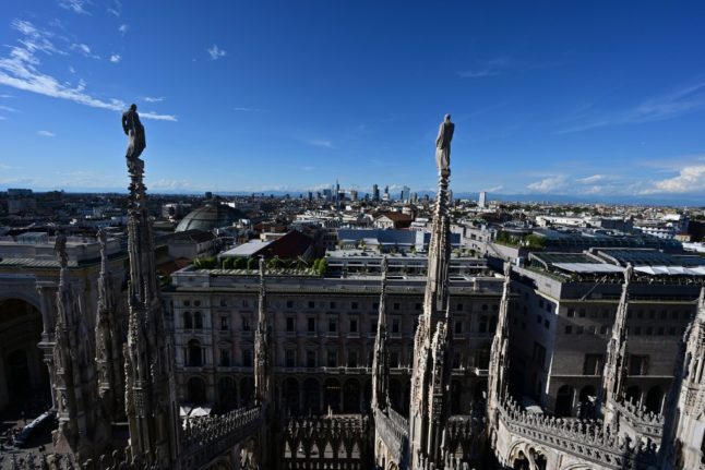 The view from the roof of the Milan's Duomo Cathedral on August 5, 2021. Moving to Italy as a UK citizen has become complicated as a result of Brexit.