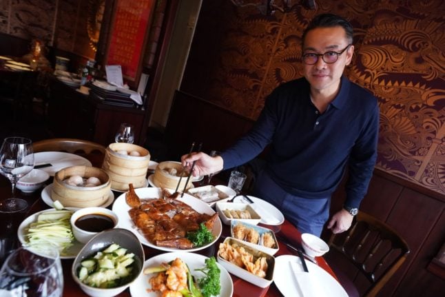 A spread of food in a Chinese restaurant in Hamburg
