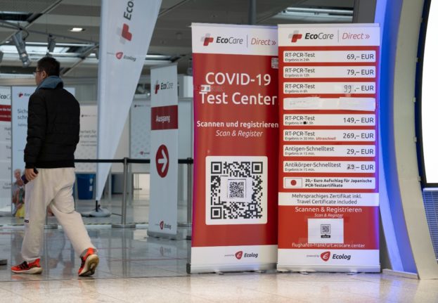 A Covid testing centre at Frankfurt am Main airport. 