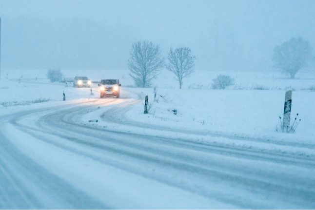 Drivers in the snow in Bavaria