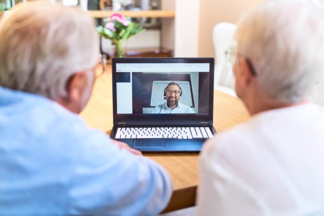 Elderly couple care consultation