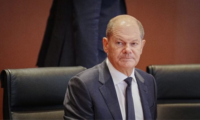 German chancellor Olaf Scholz at a special meeting at the Bundestag.