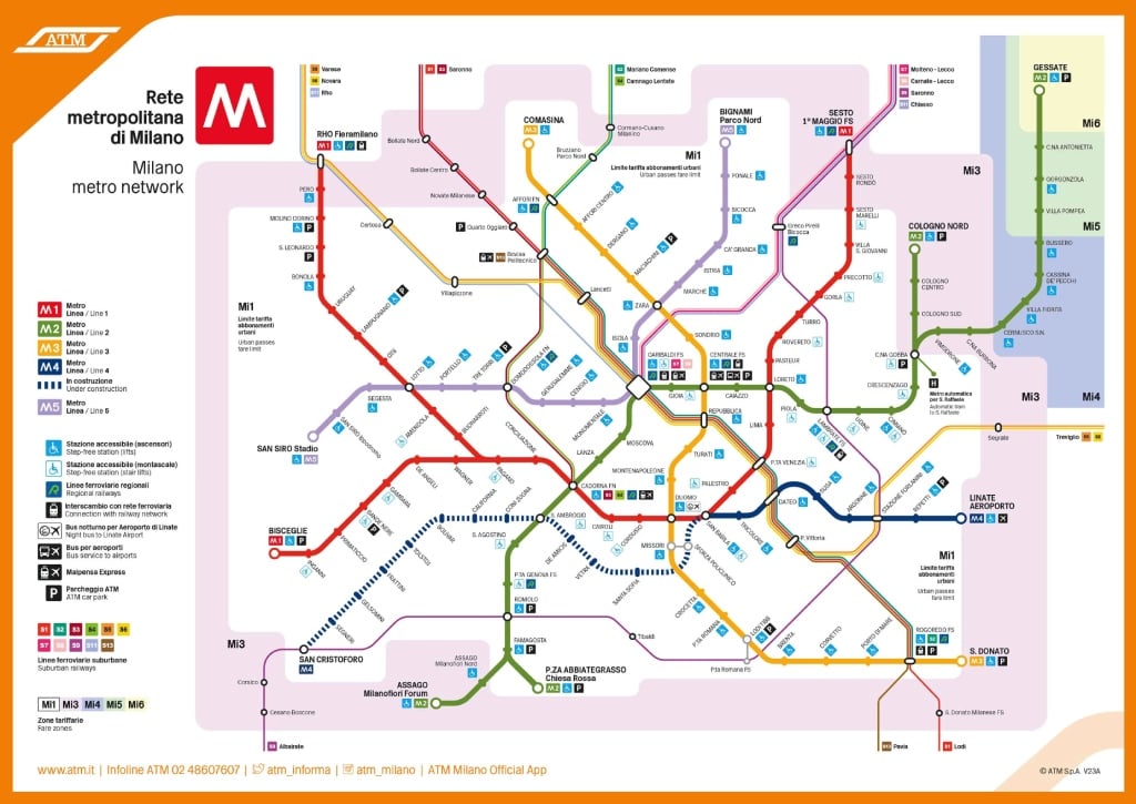 Metro map, Milan