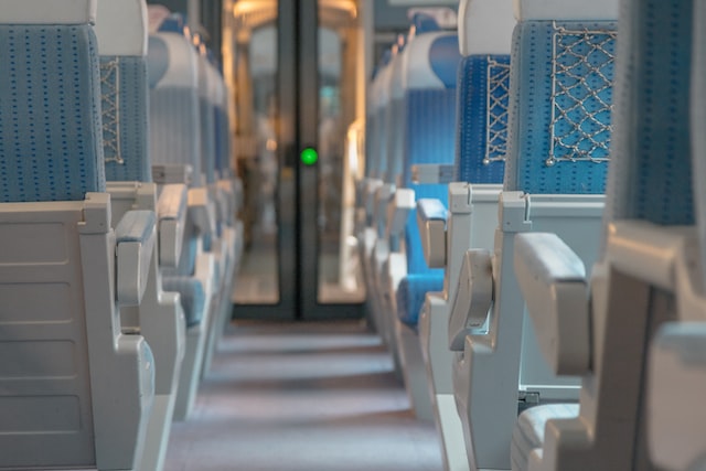 Seats on a train in Switzerland. 