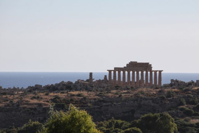 A view of one of the five temples centered on an acropolis in Selinunte, an ancient Greek city, seen on August 14, 2017, in Mazara del Vallo, on the south-western coast of the Italian island of Sicily.
