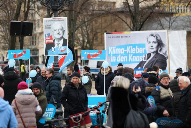 AfD election campaigners set up a stall in Berlin Charlottenburg.