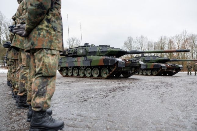 Leopard tanks at an army base in Bavaria.