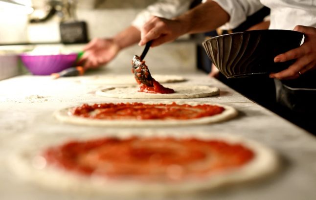 Pizza-making in Naples, Italy