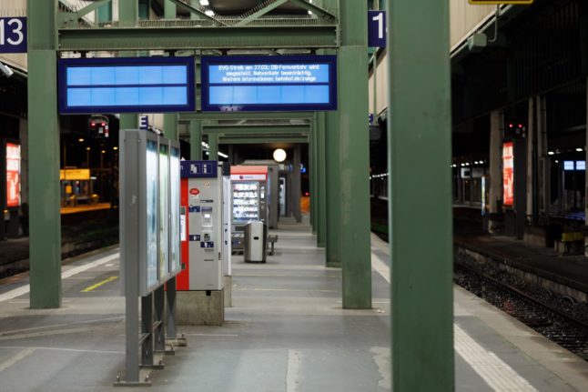 An empty train station in Stuttgart. 