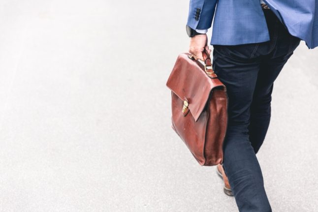Man carrying a business satchel