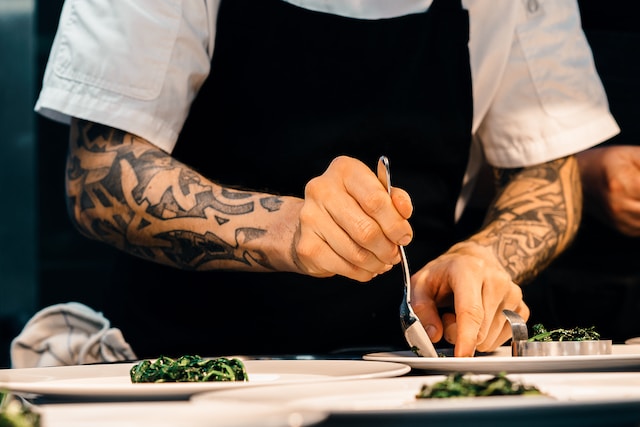 A person working in a kitchen