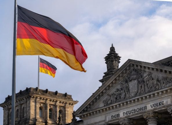 The outside of the German Reichstag in Berlin.