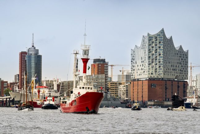Ships in Hamburg harbour.