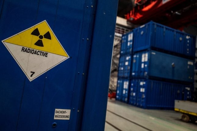 Containers inside a German nuclear plant