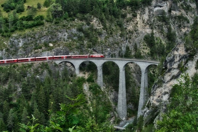 The Landwasserviadukt in Filisur, Switzerland. 