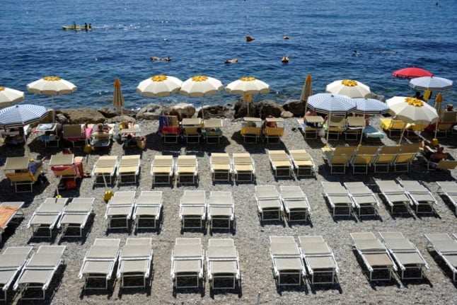 A private beach near Santa Margherita Ligure, southern Genova.